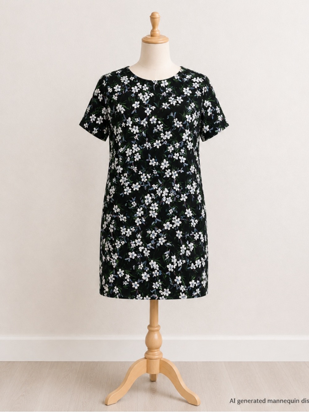 Banana Republic Factory Black Floral Short Sleeve Sheath Dress